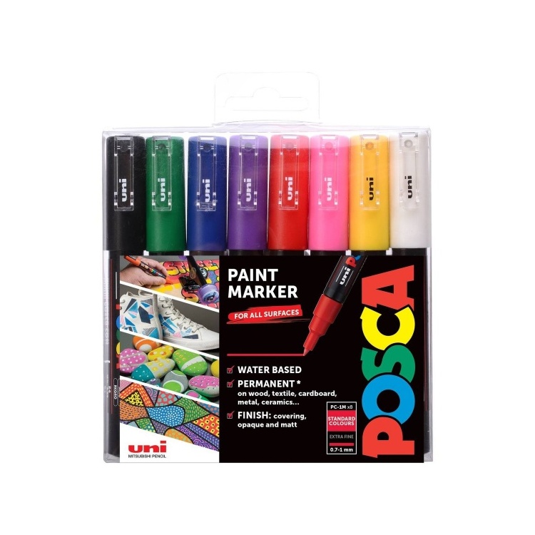 UNI POSCA PC-1M Superfine Acrylic Marker Pen for Dark Surfaces