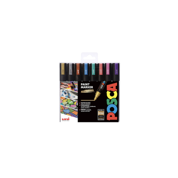 Marker Posca 5M metallik komplekt/ 8tk Arte Epood