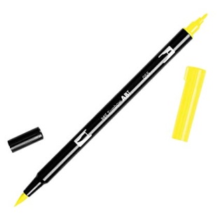 Calligraphy marker Tombow double nib, process yellow