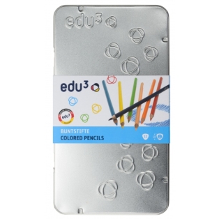 edu3 coloured pencils, metal tin, 12pcs