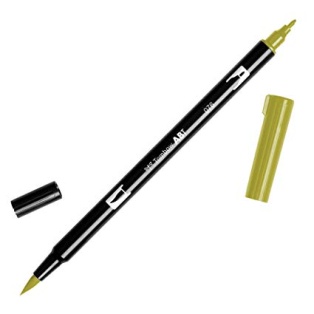 Calligraphy marker Tombow double nib Green ochre