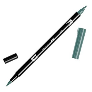 Calligraphy marker Tombow double nib grey green