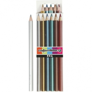 Colortime colouring pencils metallic colours, 6pcs