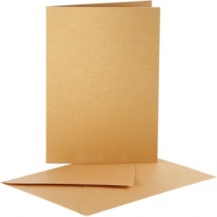 Cards and envelopes, gold, size 10.5x15cm, 10sets