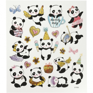 Stickers Pandas, sheet 15x16,5 cm