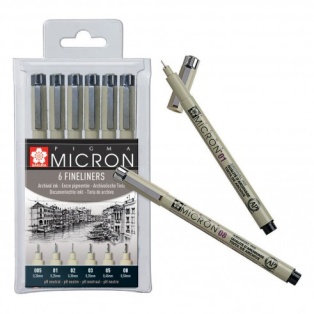 Pigma Micron kompl. 6tk tindipliiatsid