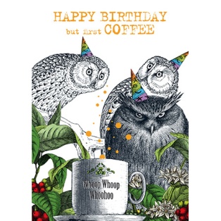 Greeting card B6/ BD Coffee Owl