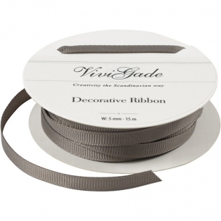 Decorative Ribbon W. 5mmx5m, grey