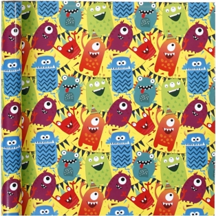Wrapping paper, W: 70 cm, 80 g, monsters 4m