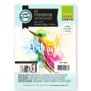 Florence , Watercolor paper Smooth White A5 15pcs 300g