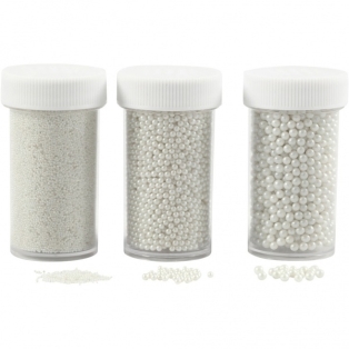 Mini klaas-pärlite komplekt 3 suurust/ pärlm. valge