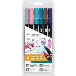 ABT dual brush Pens set 6pcs