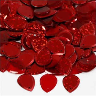 Sequins, Raindrop, 14x19 mm, Red, 50 G, 1 Pack