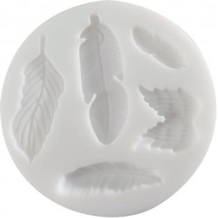 Cernit push mould, D: 7 cm, feathers, 1pc