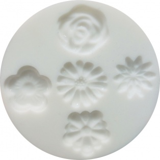 Cernit push mould, D: 7 cm, flowers