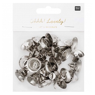 Bells, metal, silver 24pcs