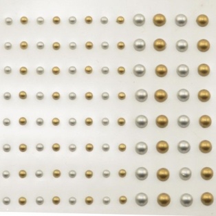 Self-adhesive pearls gold-silver 108pcs mat