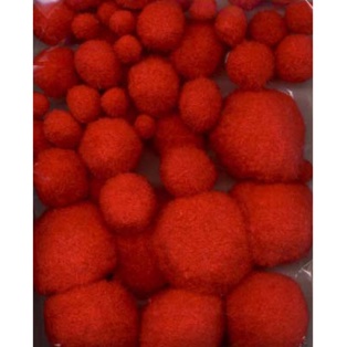 Pompoms, D: 10+15+20+25+40mm, red. 50mixed