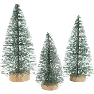 Christmas Spruce Trees, H: 10+13+14 cm, 3 pc, 1 Pack