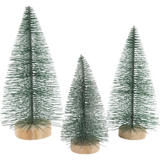 Christmas Spruce Trees, H: 10+13+14 cm, 3 pc, 1 Pack