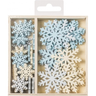 Wooden Ornament Box "Ice Crystals" motif size: 2.2 cm, 4 cm