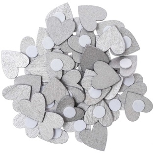 WOODEN STICKER HEART, Silver