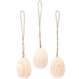 WOODEN Eggs for hanging, nature