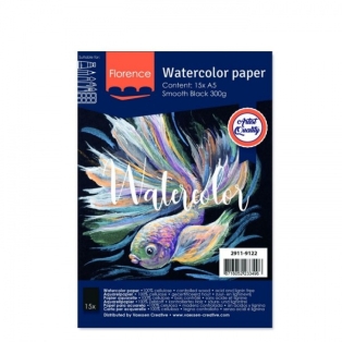 Florence , Watercolor paper Smooth Black A5 15pcs 300g