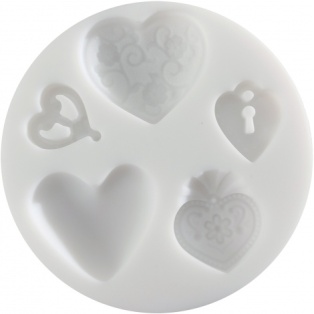 Cernit push mould, D: 7 cm, hearts