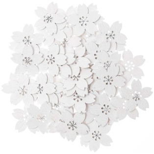 Puidust ornamendid, Cherry Blossom, 48tk valge