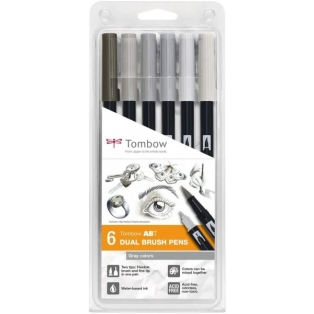 ABT dual brush Pens set 6pcs