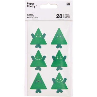 Sticker, Merry Christmas, fir trees