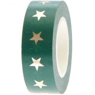 Disainteip 15mmx10m/ Stars green