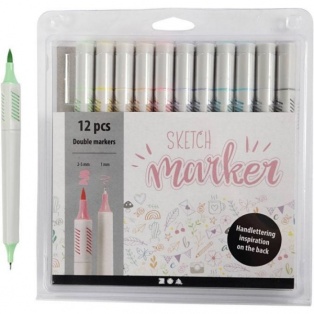 Sketch Marker, line width: 1+2-5 mm, asstd colours, 12pcs