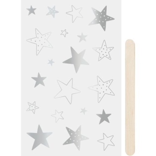 Rub-on Sticker "Stars" 10 x 19 cm silver