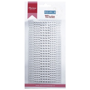 Adhesive half pearls 3 sizes, white