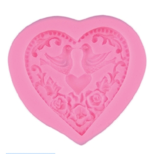 Silicone Mold Heart with doves