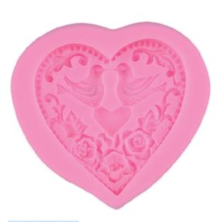 Silicone Mold Heart with doves