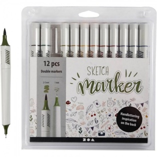 Sketch Marker, line width: 1+2-5 mm, asstd colours, 12pcs