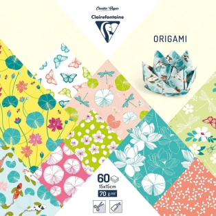 Origami paber 15x15cm, 60tk/ Vesiroosid