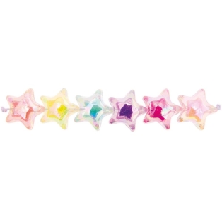 Star beads, holographic, 6pcs, ca. 20x19x12mm