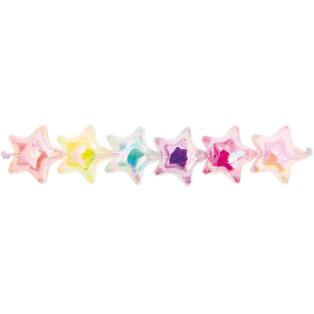 Star beads, holographic, 6pcs, ca. 20x19x12mm