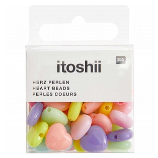 Itoshii pärlid, südamed pastelsed, 35tk, ca. 12x11x5mm