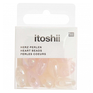 Itoshii pärlid, südamed roosa holog., 12 tk, ca. 17x15x9mm