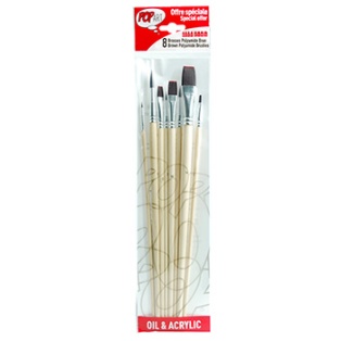 Brown Polyamid Brush Set 8pcs