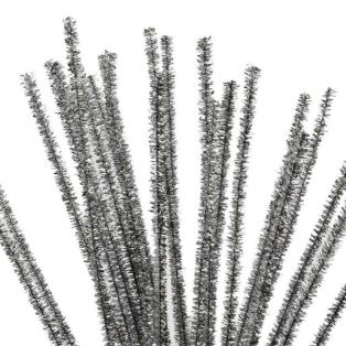 Pipe Cleaners, thickness 6 mm, silver, 24 pcs