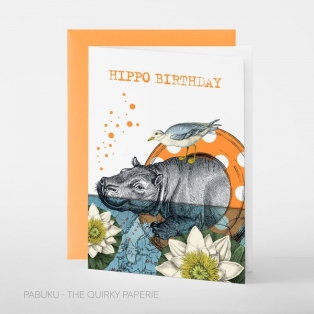 Greeting card B6/ Hippo Birthday