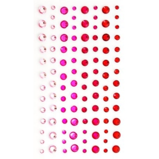 Self-Adhesive Crystals 3-6mm, 104pcs, pink-red