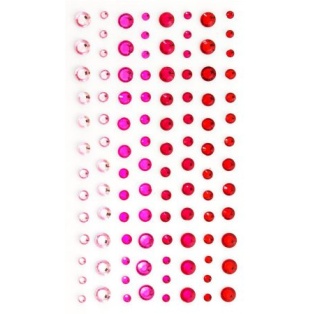 Self-Adhesive Crystals 3-6mm, 104pcs, pink-red