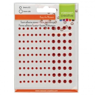 Self-adhesive pearls 3+5mm x108 red